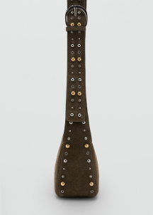 Чанта през рамо от велур с метални капси