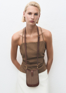 Чанта за мобилен телефон с презрамка и лого от жакард