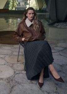 Карирана плисирана пола