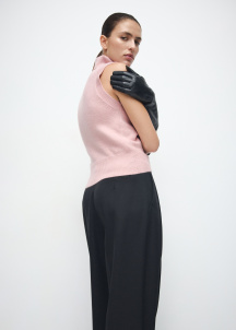 Плетен топ с набрана поло яка