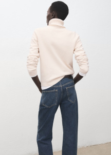 Плетен пуловер с набрана поло яка