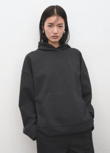 Суитшърт от меланжирана плетка с качулка