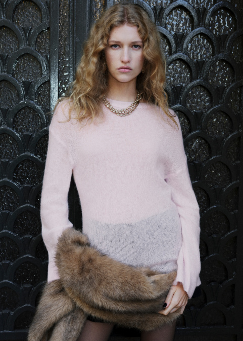 Плетен поло пуловер от вълна и алпака