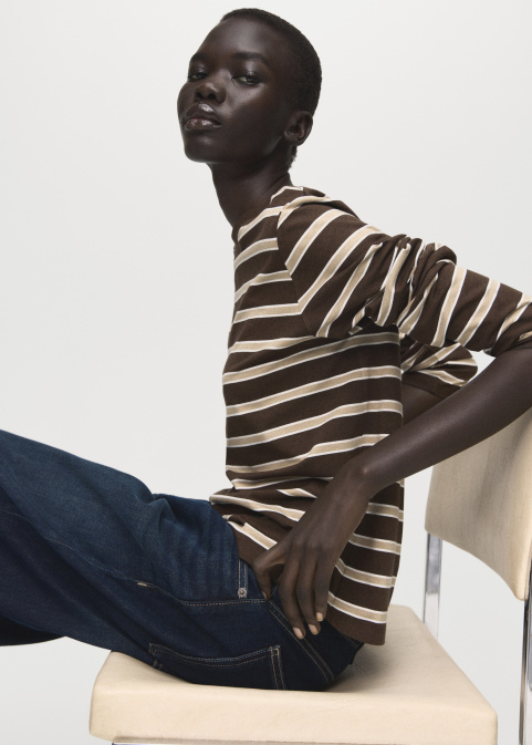 Блуза с дълги ръкави на райе