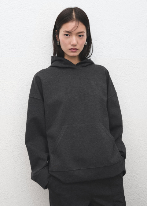 Суитшърт от меланжирана плетка с качулка